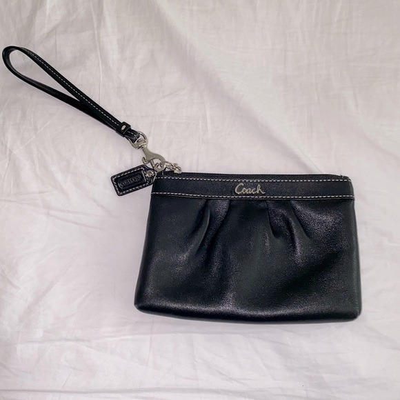 Coach- Black Genuine Leather Wristlet for sale - Picture 1 of 4